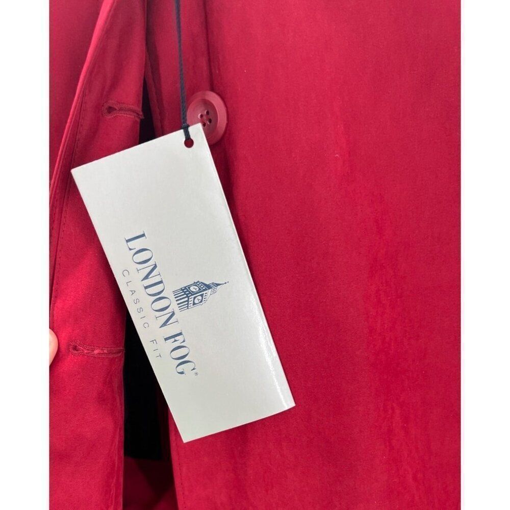London Fog Rain Coat Womens Medium Petite MP Button Red Water Repellent - Picture 15 of 15